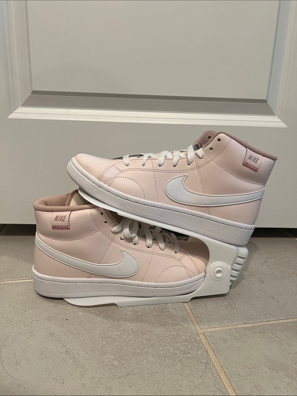 Nike Women's Mid-Top Sneakers in Blush Pink and White